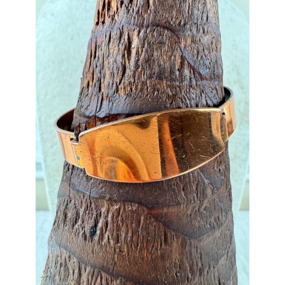 Vintage Genuine Copper Cuff Bracelet Minimalist Hook Closure Bangle 2.25" Boo